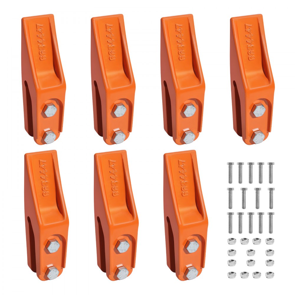 VEVOR Excavator Bucket Teeth with Pins, 7 Pack 684447 Bucket Tooth Set Fits 5/8-in Buckets Edge, Heavy Duty 7.34 in