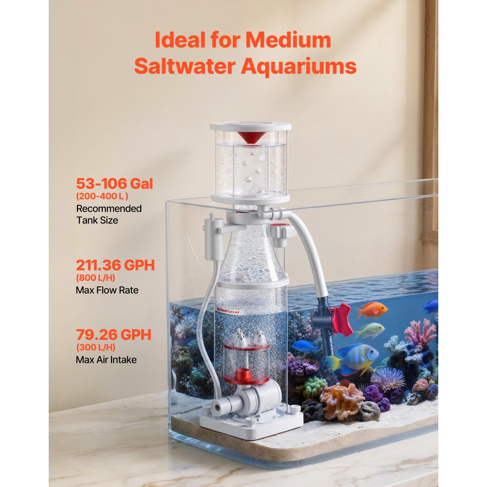 VEVOR Protein Skimmer for 53-106 Gal Saltwater Aquariums Internal with Pump, Protein Skimmer with DC Pinwheel Pump