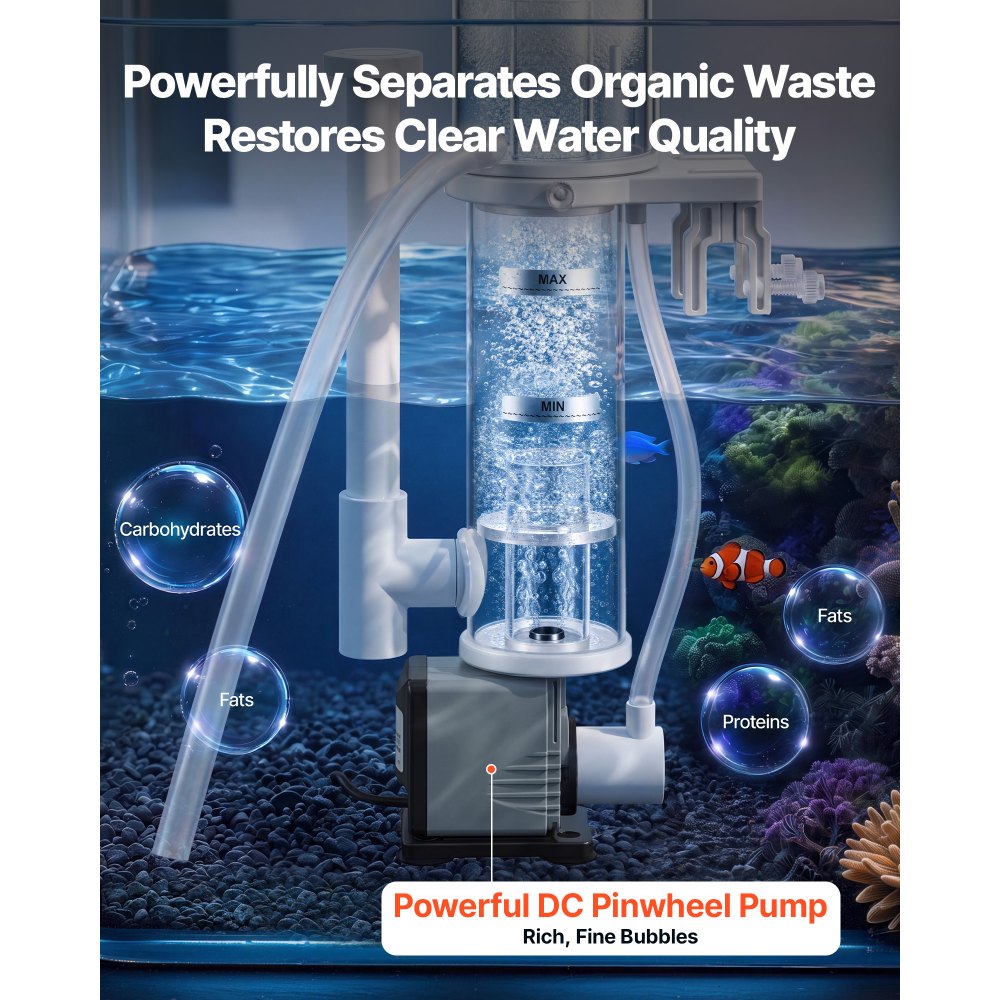 VEVOR Protein Skimmer for 20-30 Gal Saltwater Aquarium Hang On with DC Pump, Protein Skimmer with DC Pinwheel Pump