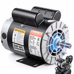 VEVOR 2HP SPL Air Compressor Electric Motor, 115/230V, 20/10 Amps, 56 Frame 3450RPM, 5/8" Keyed Shaft, 1.88" Shaft