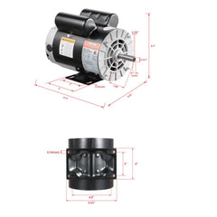 VEVOR 3.7HP Air Compressor Motor, 3450RPM Electric Motor, 230V 17.2 Amps, 5/8" Keyed Shaft 56 Frame, 1.88" Shaft