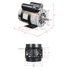 VEVOR 3HP Air Compressor Electric Motor, 230V 15.5 Amps, 56 Frame 3450RPM, 5/8" Keyed Shaft, 1.88" Shaft Length, Single