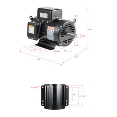 VEVOR 5HP Air Compressor Electric Motor, 230V 25 Amps, 56HZ Frame 3450RPM, 7/8" Keyed Shaft, 2.25" Shaft Length, Single