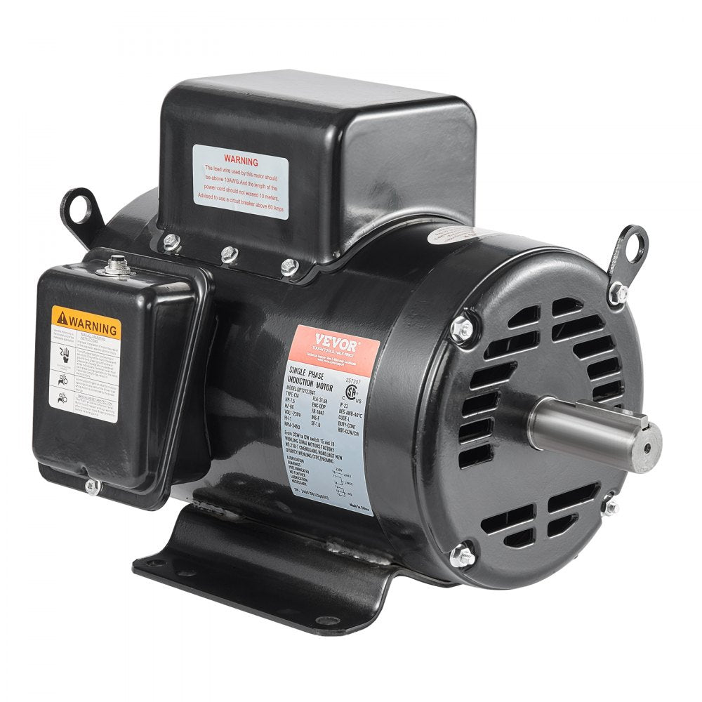 VEVOR 7.5HP Air Compressor Motor, 230V 31.6 Amps Electric Motor, 3450RPM 184T Frame, 1-1/8" Keyed Shaft, 2.75" Shaft