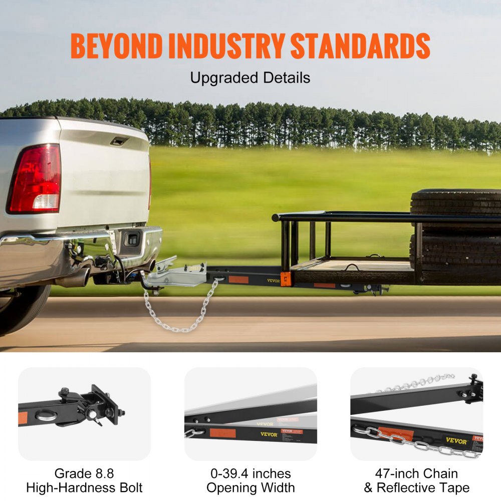 VEVOR Tow Bar, 5500 lbs Towing Capacity with Chains, Powder-Coating Alloy Steel Bumper-Mounted Universal Towing Bar