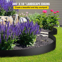 VEVOR Landscape Edging, 10 inch Depth 300 ft Total Length, Recycled HDPE Coiled Terrace Board, Flexible Bender Border