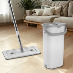 VEVOR Mop and Bucket with Wringer Set, Wet & Dry Use, Flat Mop and Bucket System with 3 Washable Microfiber Pads, Flat