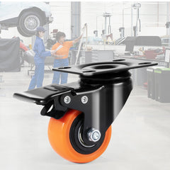 VEVOR Caster Wheels, 2-inch Swivel Plate Casters, Set of 4, with Security Dual Locking No Noise PVC Wheels, Heavy Duty
