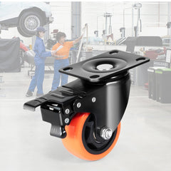 VEVOR Caster Wheels, 3-inch Swivel Plate Casters, Set of 4, with Security A/B Locking No Noise PVC Wheels, Heavy Duty