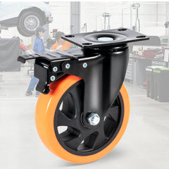 VEVOR Caster Wheels, 5-inch Swivel Plate Casters, Set of 4, with Security A/B Locking No Noise PVC Wheels, Heavy Duty