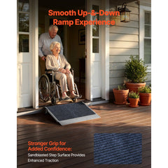 VEVOR Threshold Ramp for Doorways, 24 x 35.8 in, Platform Aluminum Wheelchair Ramp with Adjustable Height, Non-Slip