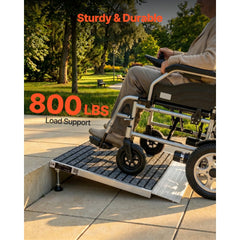 VEVOR Threshold Ramp for Doorways, 24 x 35.8 in, Platform Aluminum Wheelchair Ramp with Adjustable Height, Non-Slip