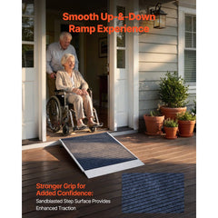 VEVOR Threshold Ramp for Doorways, 36 x 36 in, Platform Aluminum Wheelchair Ramp with Adjustable Height, Non-Slip Door