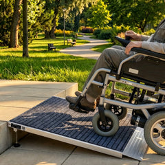 VEVOR Threshold Ramp for Doorways, 36 x 36 in, Platform Aluminum Wheelchair Ramp with Adjustable Height, Non-Slip Door
