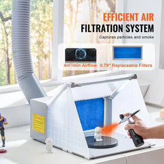 VEVOR Airbrush Spray Booth, Portable Hobby Airbrush Paint Spray Booth Kit with LED Lights, Exhaust Fan and Exhaust