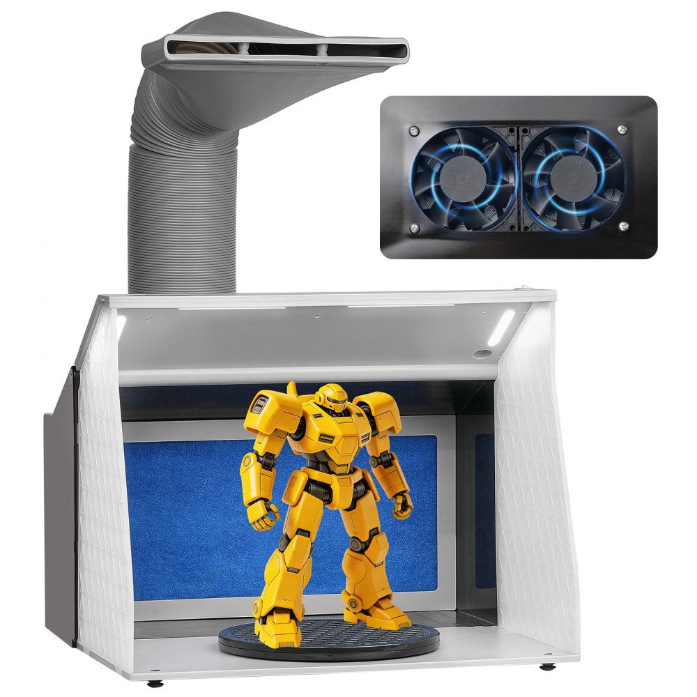 VEVOR Airbrush Spray Booth, Portable Hobby Airbrush Paint Spray Booth Kit with 4 LED Light, Powerful Dual Exhaust Fans