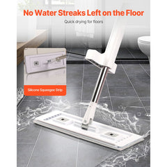 VEVOR Flat Mop, Self Wringing, Microfiber Floor Mop with 4 Reusable & Washable Mop Pads for Dry & Wet Floor Cleaning
