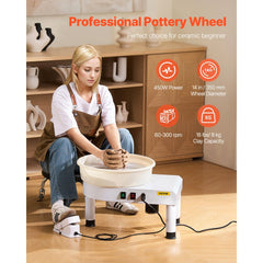 VEVOR Pottery Wheel, 14 in Ceramic Wheel Forming Machine, 60-300 RPM Adjustable Speed with Foot Pedal Control