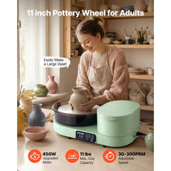 VEVOR Pottery Wheel for Adults, 11" Aluminum Turntable, 450W Electric Table Top Pottery Wheel with Foot Pedal, 30-300