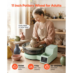 VEVOR Pottery Wheel for Adults, 11" Aluminum Turntable, 450W Electric Table Top Pottery Wheel with Foot Pedal, 30-300