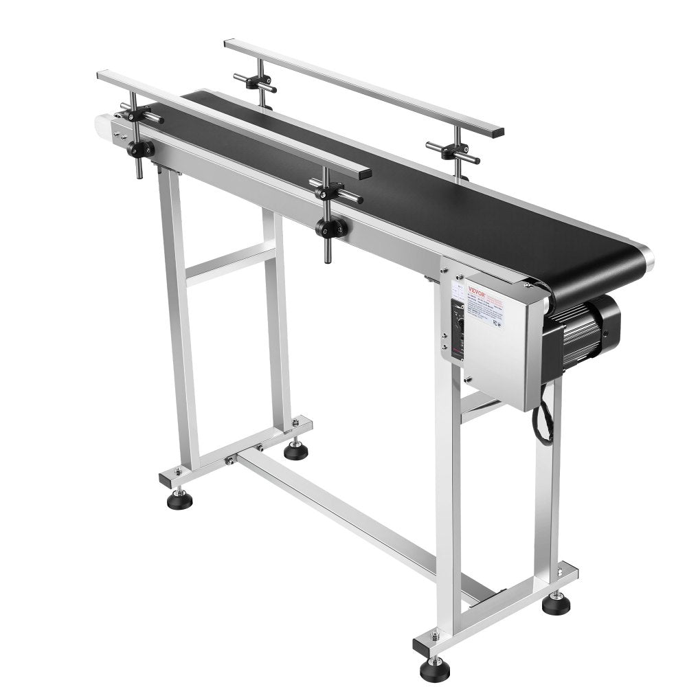 VEVOR Belt Conveyor, 47 x 7.8 inch Conveyor Table, Heavy Duty Stainless Steel Motorized Belt Conveyor for Inkjet Coding