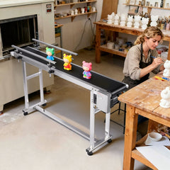 VEVOR Belt Conveyor, 59 x 7.8 inch Conveyor Table, Heavy Duty Stainless Steel Motorized Belt Conveyor for Inkjet Coding