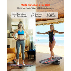VEVOR Balance Board, 3-Level Height Adjustable Wobble Board Trainer for Adults, Premium Wooden Balance Training