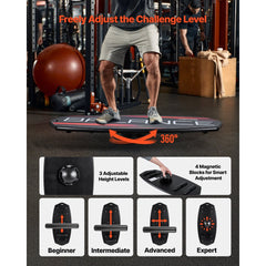 VEVOR Balance Board, 3-Level Height Adjustable Wobble Board Trainer for Adults, Premium Wooden Balance Training