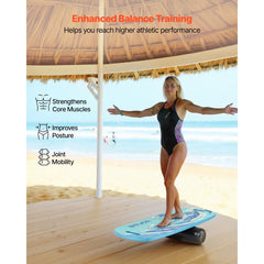 VEVOR Balance Board, Wobble Board Trainer for Adults, Premium Wooden Balance Training Equipment with Roller, Magnetic