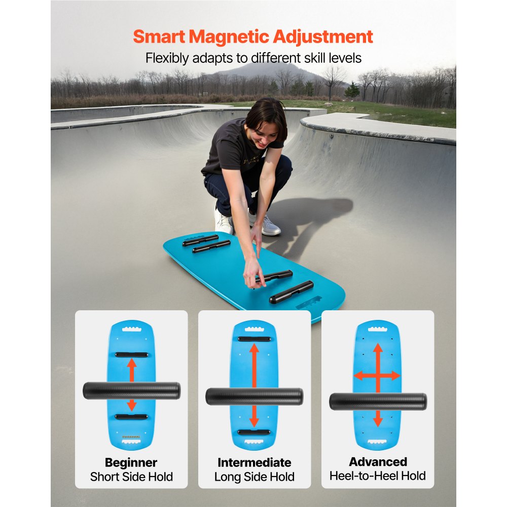 VEVOR Balance Board, Wobble Board Trainer for Adults, Premium Wooden Balance Training Equipment with Roller, Magnetic