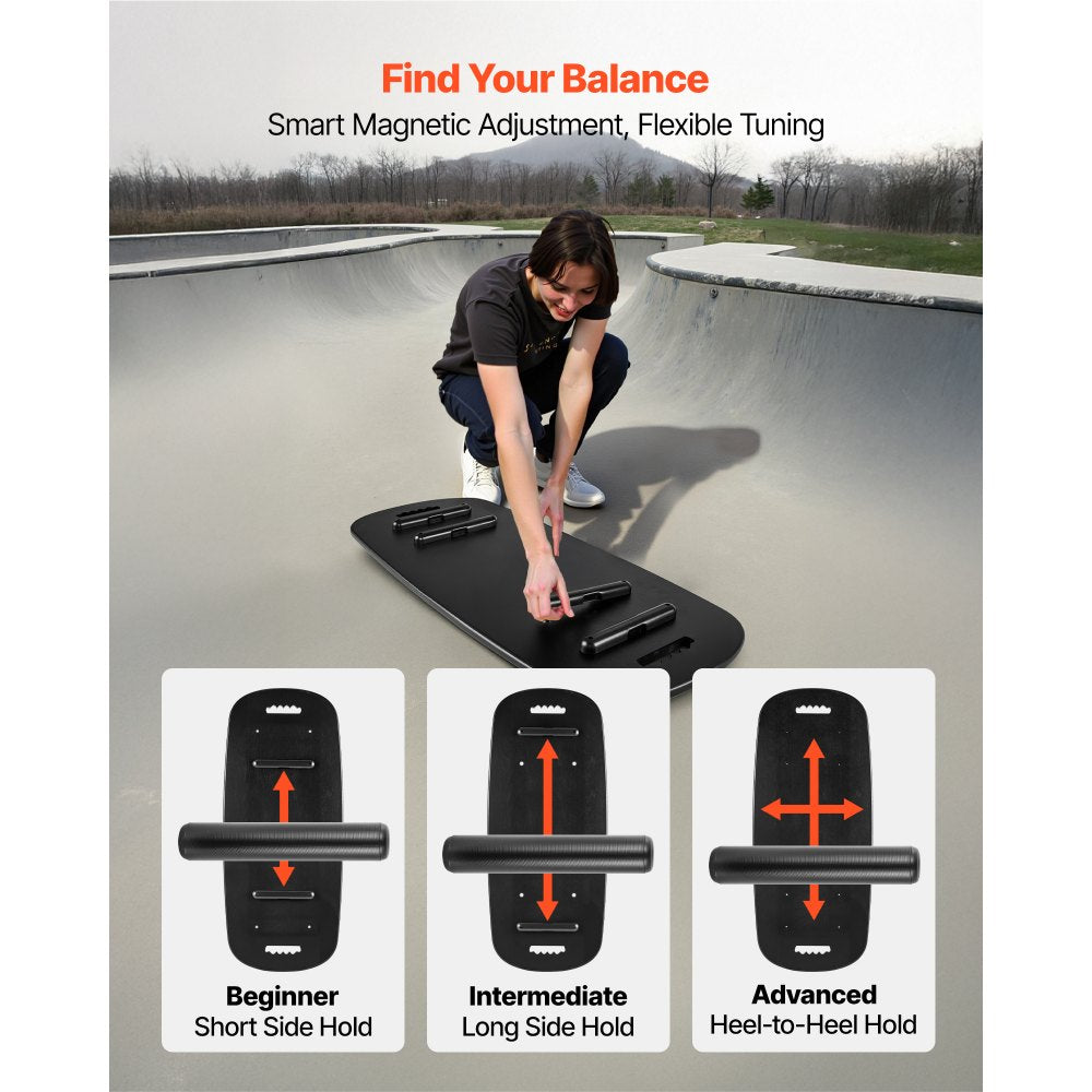 VEVOR Balance Board, 2-in-1 Wobble Board Trainer for Adults, Premium Wooden Balance Training Equipment, with Roller