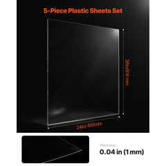 VEVOR PET/Plexiglass Sheets, 5-Pack Plastic Sheet, 24 x 36 Inch 0.04 Inch Thick Transparent Clear Flexible Plastic
