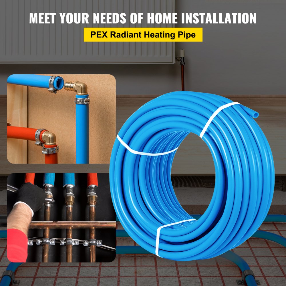 VEVOR Pex Tubing, 1" Pex Pipe 300ft Flexible Pex Hose Non Oxygen Barrier Pex Tube Coil 80-160psi Pex Water Line Blue