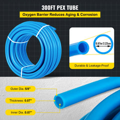 VEVOR Pex Tubing, 1" Pex Pipe 300ft Flexible Pex Hose Non Oxygen Barrier Pex Tube Coil 80-160psi Pex Water Line Blue
