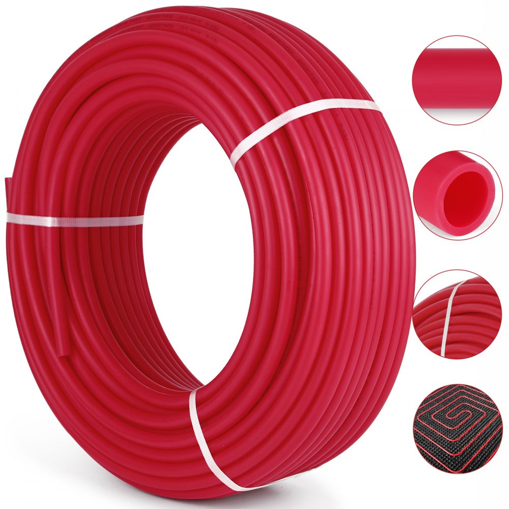 VEVOR 3/4" X 500Ft PEX Tubing Oxygen Barrier O2 EVOH Pex-B Red Hydronic Radiant Floor Heat Heating System Pex Pipe Pex