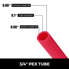 VEVOR 3/4" X 500Ft PEX Tubing Oxygen Barrier O2 EVOH Pex-B Red Hydronic Radiant Floor Heat Heating System Pex Pipe Pex
