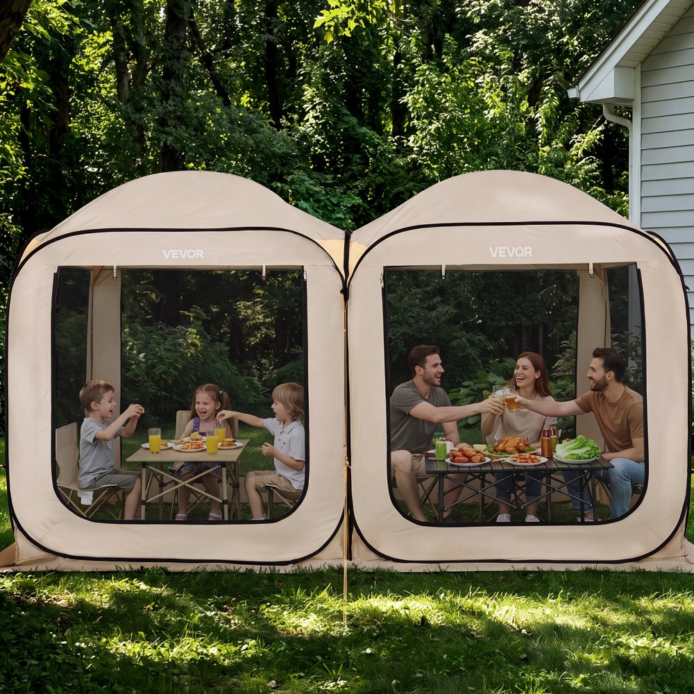 VEVOR Screen House Tent, 12 x 6 ft, 2 in 1 Pop Up Screen Tent, Portable Screened in Canopy with Carry Bag, Netting