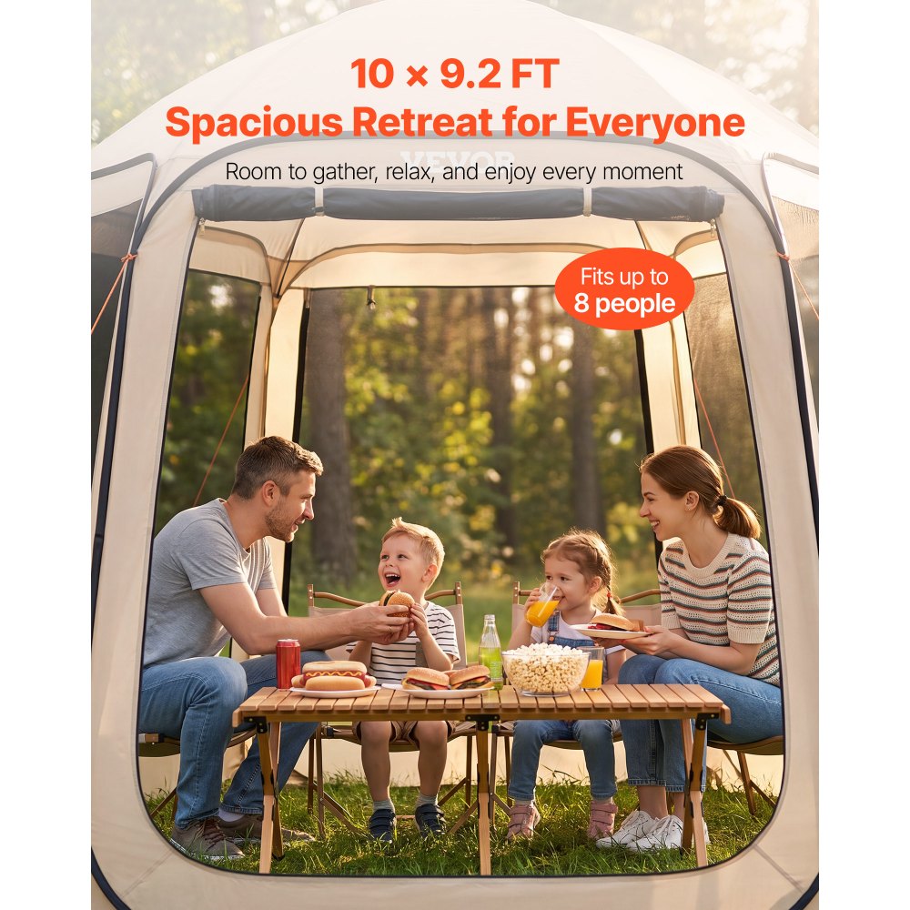 VEVOR Screen House Tent, 10 x 9.2 ft, 4-8 Person Pop Up Screen Tent, Portable Screened in Canopy with Carry Bag