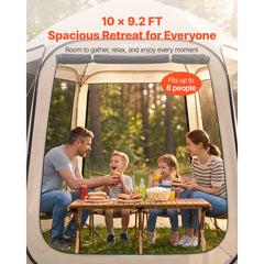 VEVOR Screen House Tent, 10 x 9.2 ft, 4-8 Person Pop Up Screen Tent, Portable Screened in Canopy with Carry Bag