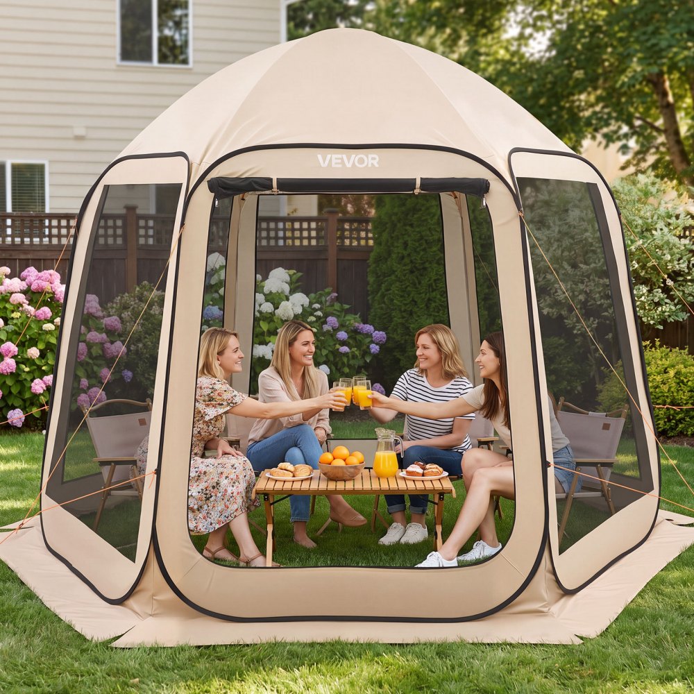 VEVOR Screen House Tent, 10 x 9.2 ft, 4-8 Person Pop Up Screen Tent, Portable Screened in Canopy with Carry Bag