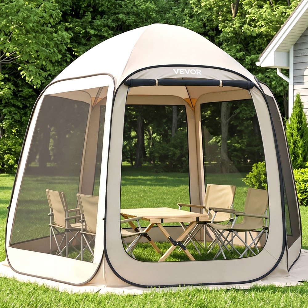 VEVOR Screen House Tent, 10 x 9.2 ft, 4-8 Person Pop Up Screen Tent, Portable Screened in Canopy with Carry Bag