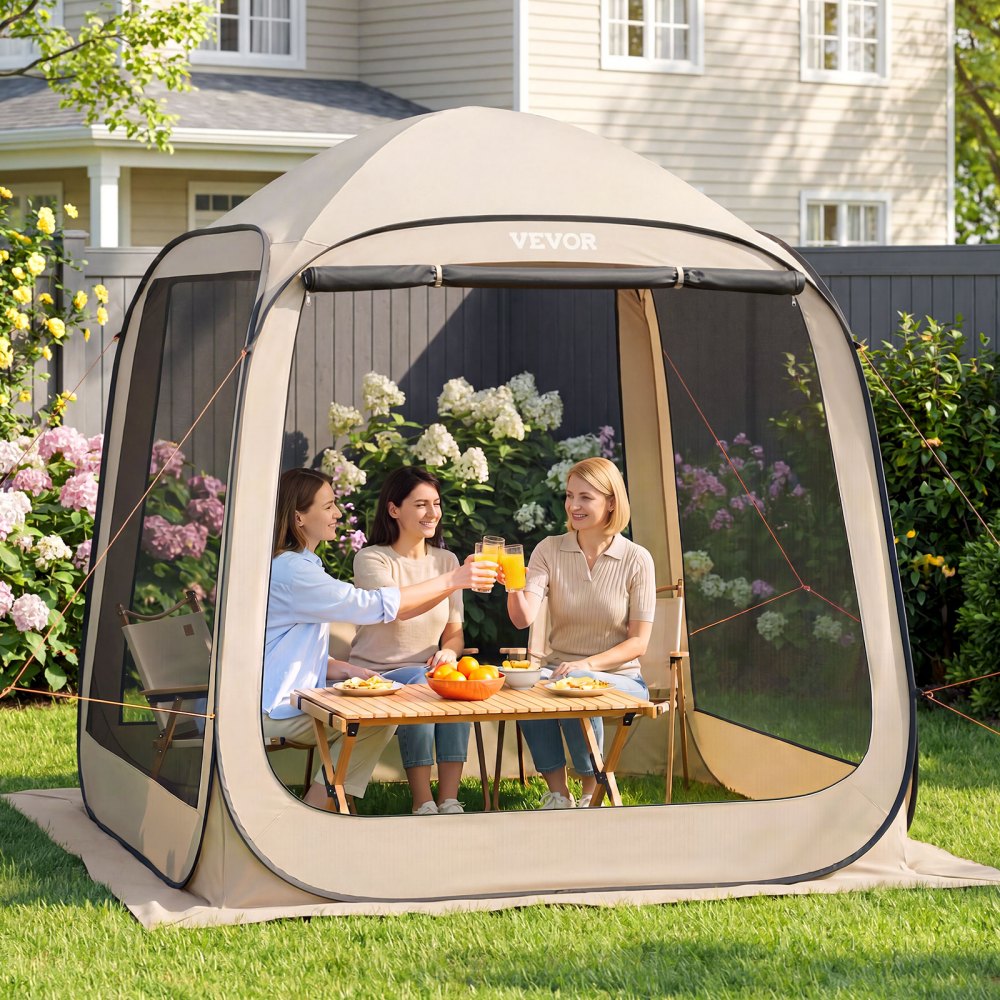 VEVOR Screen House Tent, 6 x 6 ft, 4-6 Person Pop Up Screen Tent, Portable Screened in Canopy with Carry Bag, Netting