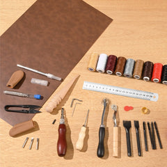 VEVOR Leather Working Tools Kit, 38 PCS Leather Craft Tools with Portable Canvas Storage Bag, Engraving Punching Sewing