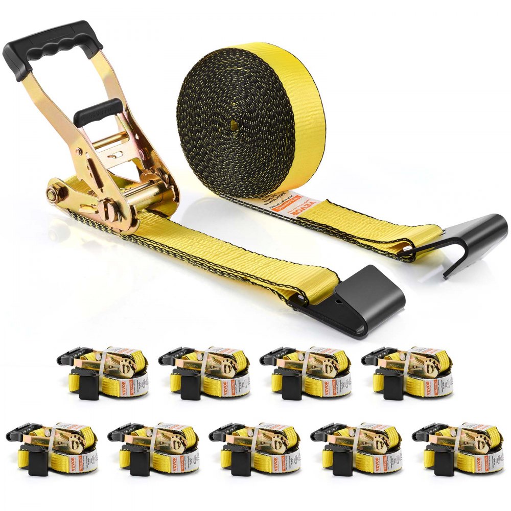VEVOR Ratchet Tie Down Straps (10PK), 10000 lb Break Strength, Endless Ratchet with 10 Premium 2" x 30' Tie Downs Heavy