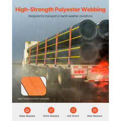VEVOR Winch Straps, 4 in x 30 ft Truck Straps with Flat Hook, 10 Pack Heavy Duty Trailer Straps with 18000 lbs Break