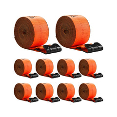 VEVOR Winch Straps, 4 in x 30 ft Truck Straps with Flat Hook, 10 Pack Heavy Duty Trailer Straps with 18000 lbs Break