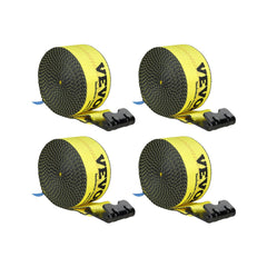 VEVOR Winch Straps, 4" x 30', 6000 lbs Load Capacity, 18000 lbs Break Strength, Truck Straps with Flat Hook, Flatbed