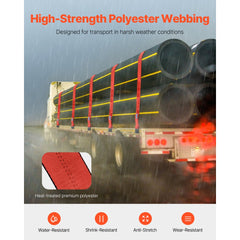 VEVOR Winch Straps, 4" x 30', 6000 lbs Load Capacity, 18000 lbs Breaking Strength, Truck Straps with Flat Hook, Flatbed