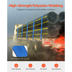 VEVOR Winch Straps, 4" x 30', 6000 lbs Load Capacity, 18000 lbs Breaking Strength, Truck Straps with Flat Hook, Flatbed