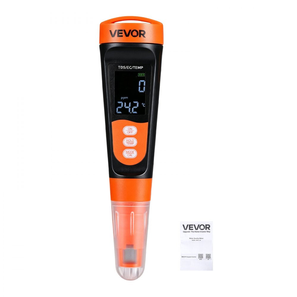 VEVOR TDS Meter, 0-9990 ppm Measuring Range, EC (Conductivity) /TDS (ppm) Multi-Parameter Measurement, Digital Water